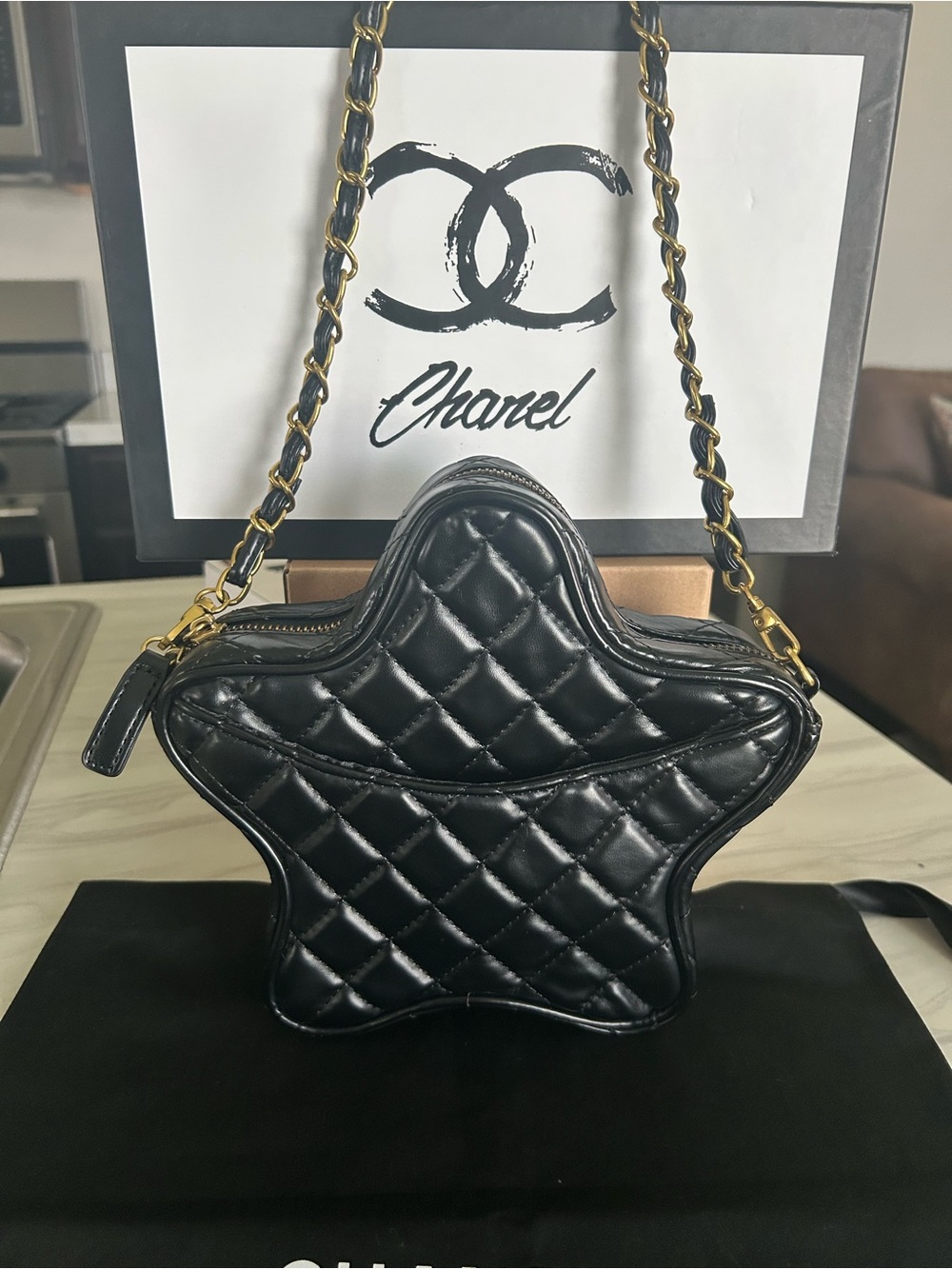 CHANEL Black VIP GWP Quilted Star Mini Bag with Gold Hardware. - Picture 5 of 11